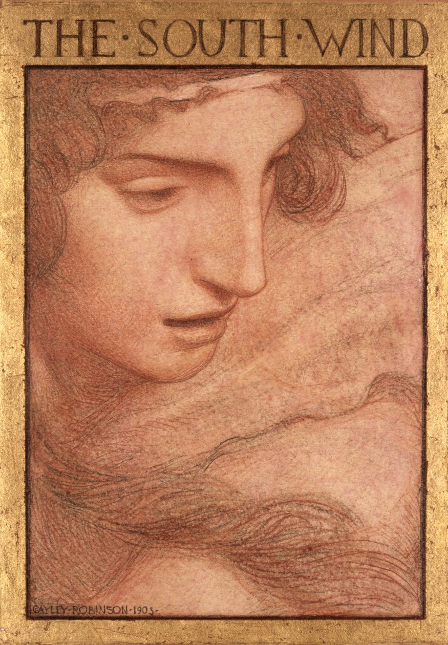 De fire vinde - Sydvinden, 1903 (farvet kridt på papir) af Frederick Cayley Robinson