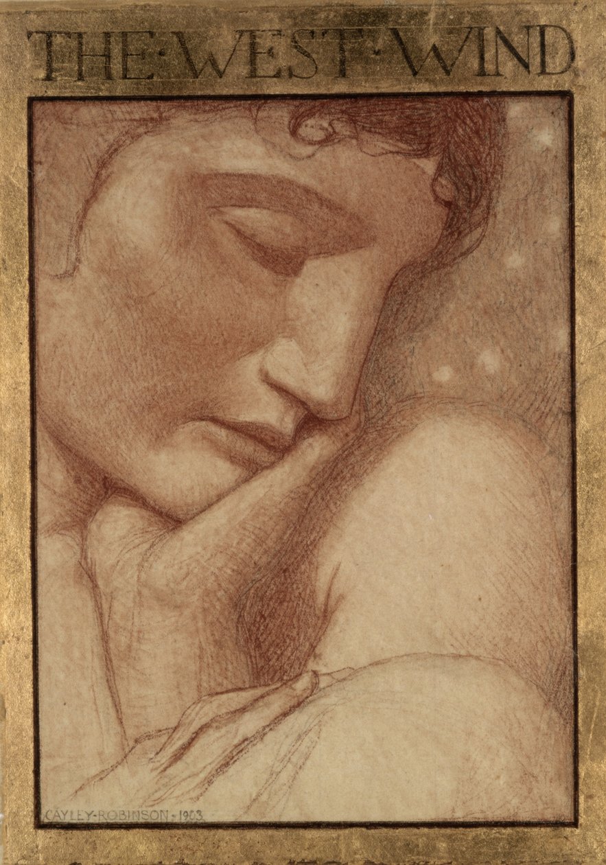 De fire vinde - Vestenvinden, 1903 (farvet kridt på papir) af Frederick Cayley Robinson