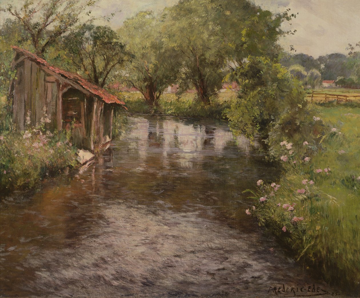 Vaskehus ved bredden af Lunain af Frederick Charles Vipont Ede