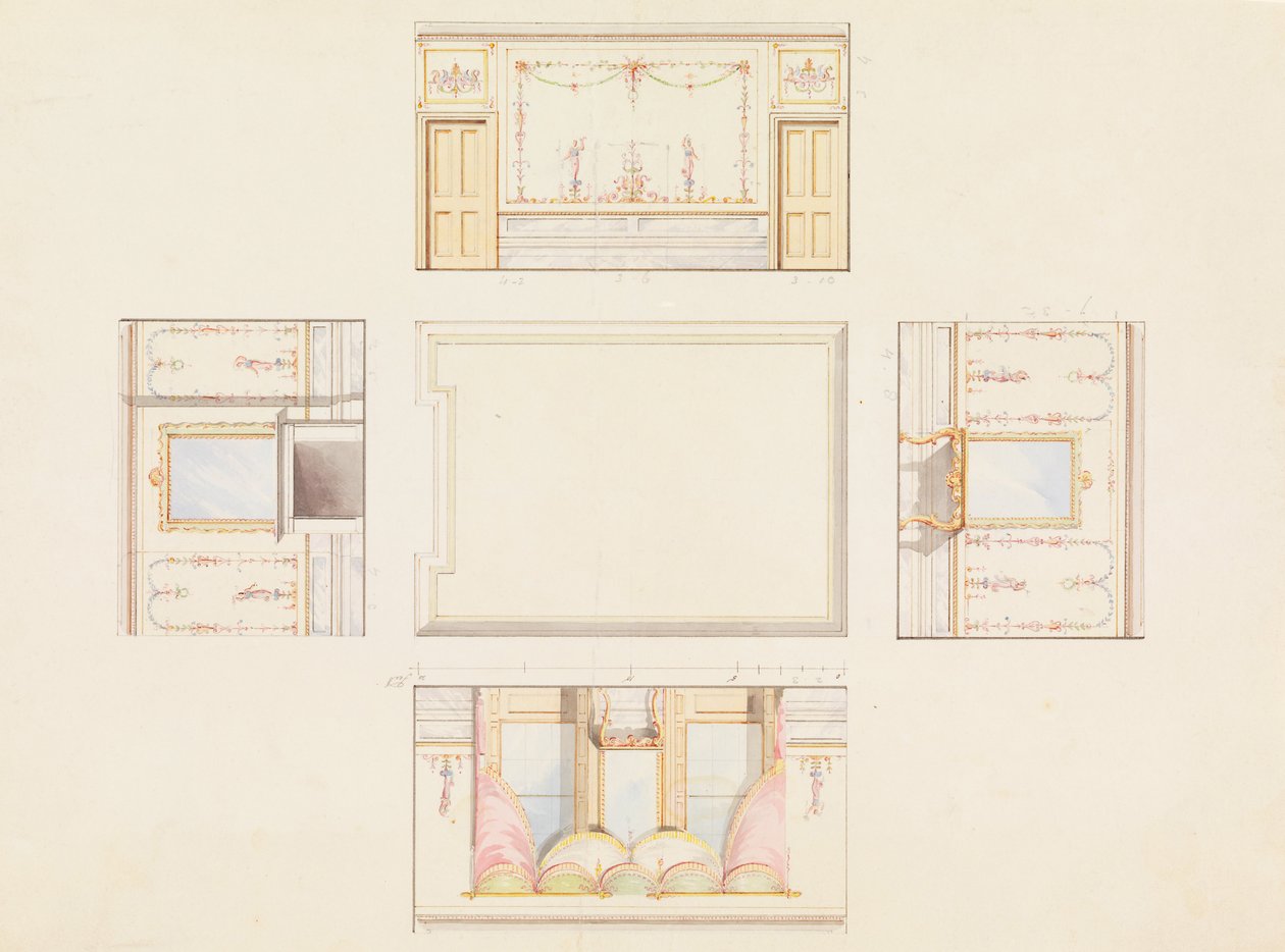 Design til loft og fire vægge i rummet af Frederick Crace