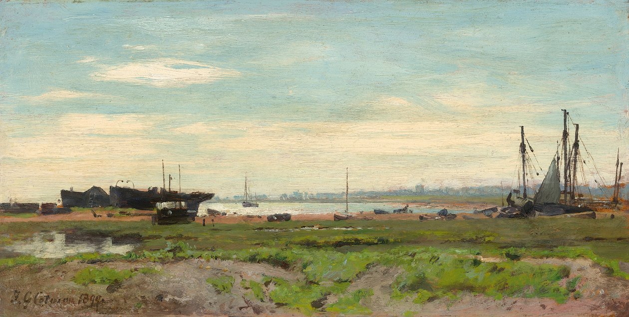 Slaughden, ved Alde-floden, 1899 af Frederick George Cotman