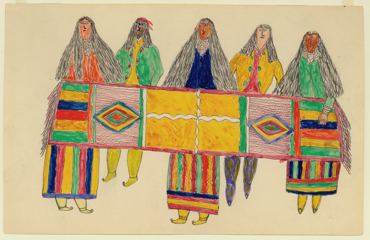 Apache-indianere, ca. 1894-99 (blæk og wc på papir) af Frederick Gokliz