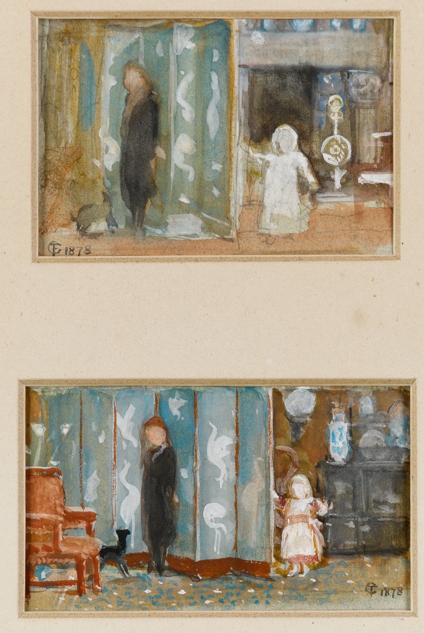 Studier til et portræt af Frederica med skærm, 1878 (wc på papir) af Frederick Goodall