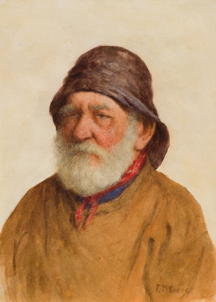 Old Fisherman (wc på papir) af Frederick James McNamara Evans