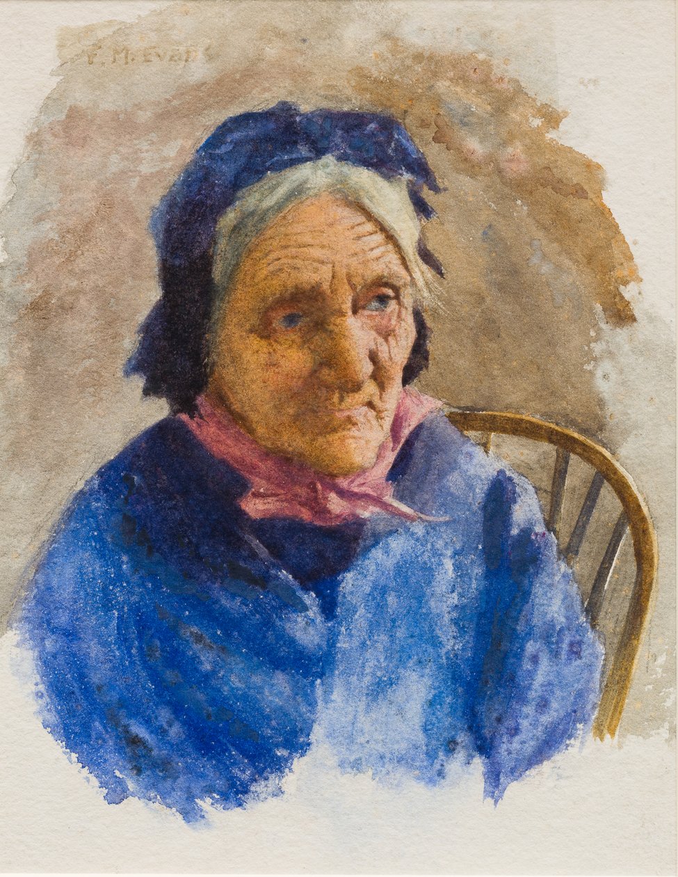 Old Fisherwoman (wc på papir) af Frederick James McNamara Evans