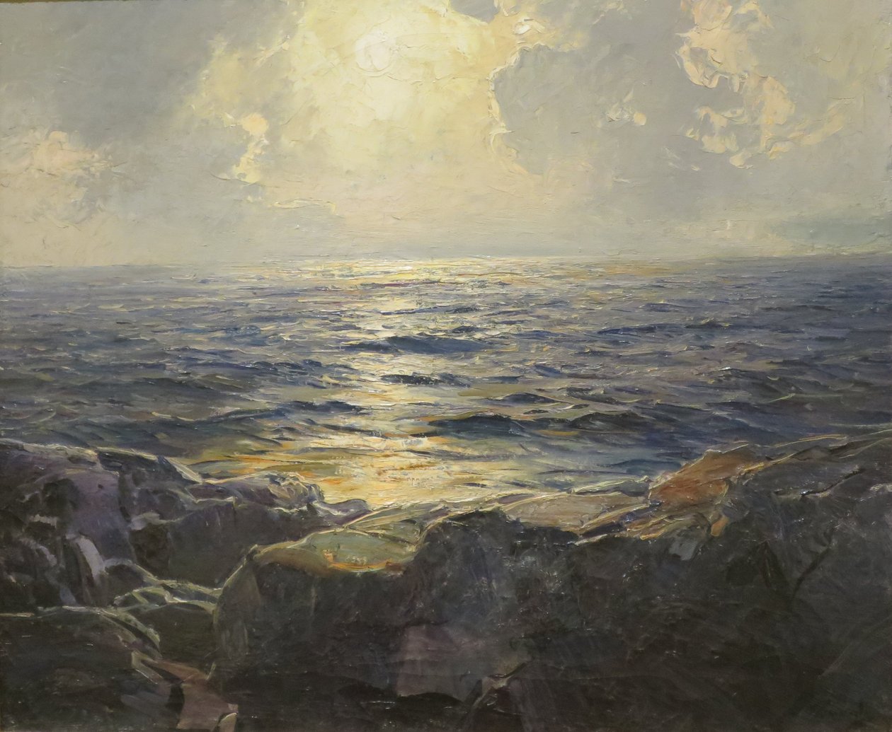Moonrise Quarter Moon på Tumbling Seas af Frederick Judd Waugh