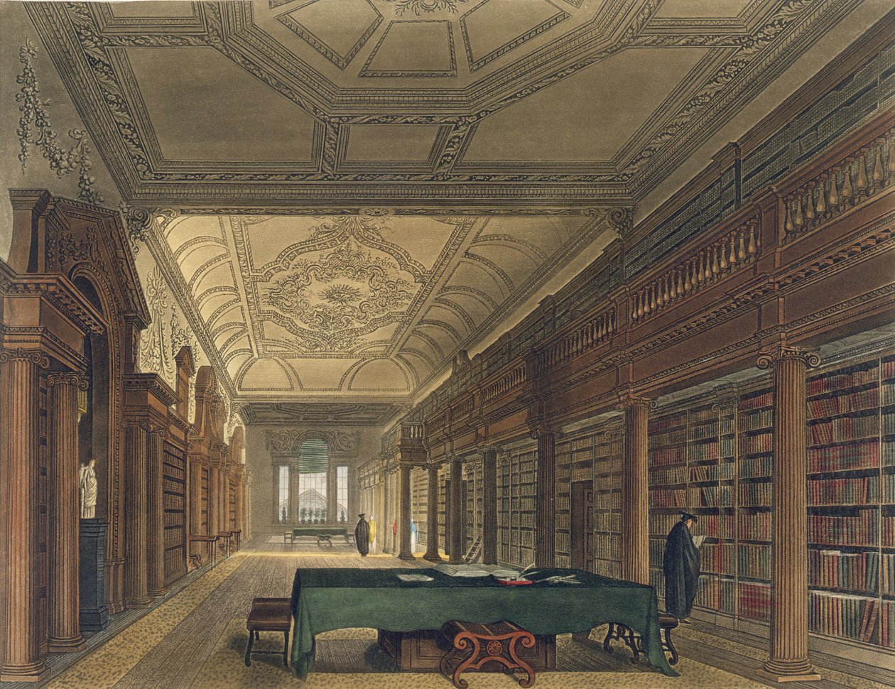 Interiør af Library of Christ Church, illustration fra 