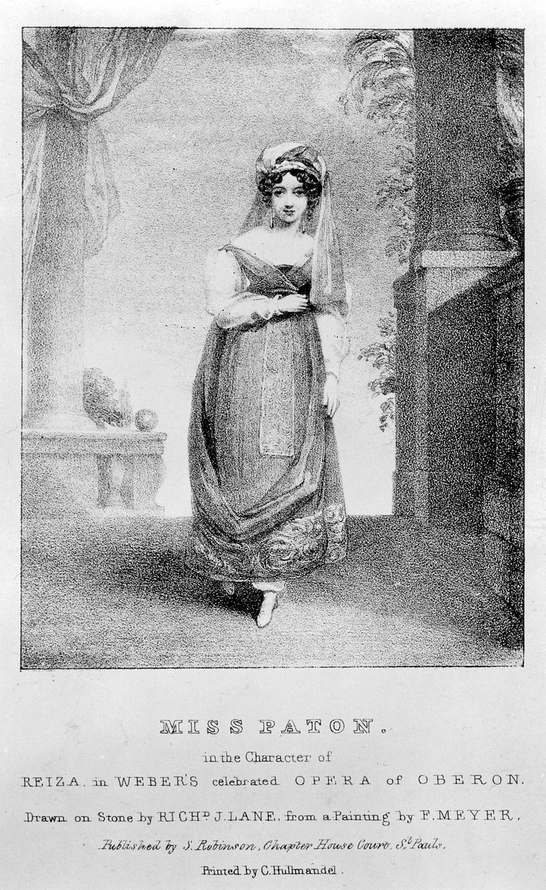 Mary Ann Paton som Reiza i Webers "Oberon", graveret af Richard James Lane, ca. 1826 af Frederick Meyer