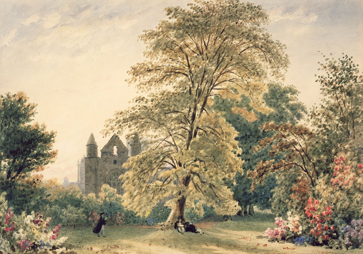 New College Gardens i Oxford, 1831 af Frederick Nash