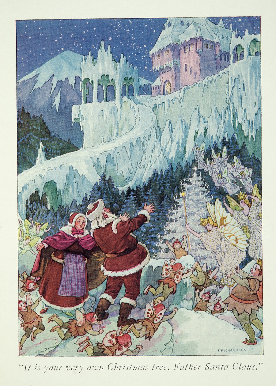 Illustration fra et besøg i julemandens land af Frederick Richardson