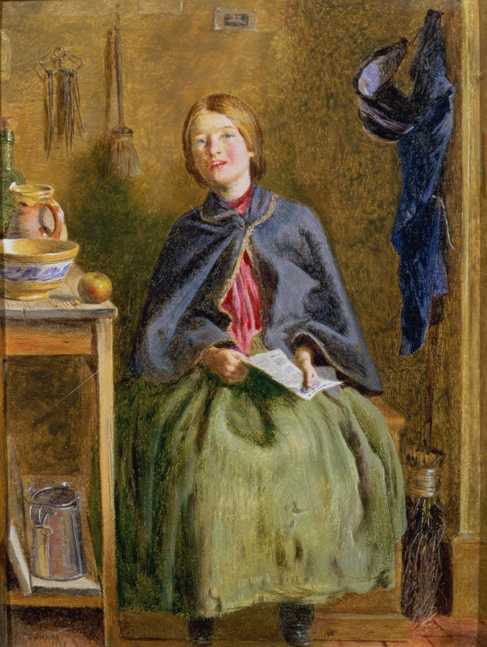 En stuepige, der lærer at læse, 1858 af Frederick Smallfield