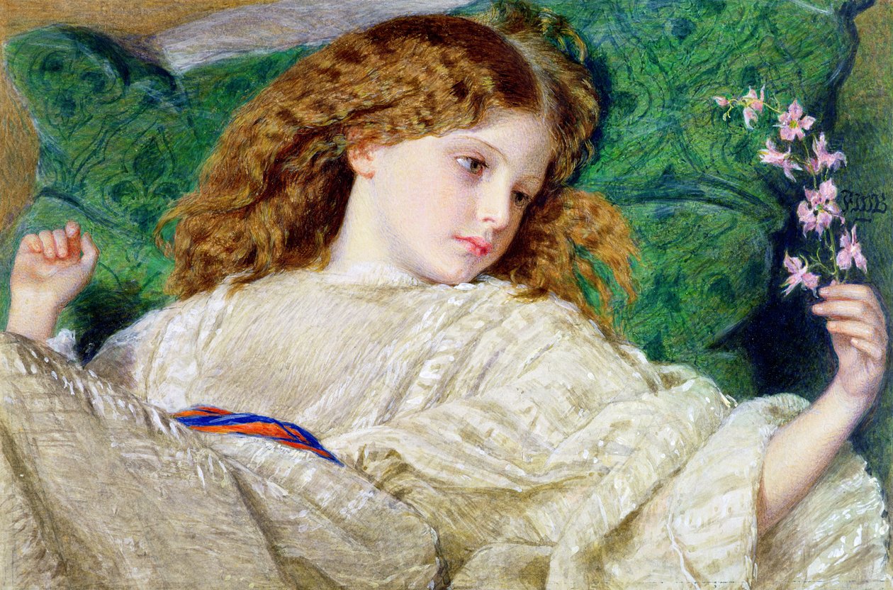 Dreams, ca. 1861 (wc, kropsfarve og tyggegummi over grafit på kort) (se 133888) af Frederick William Burton