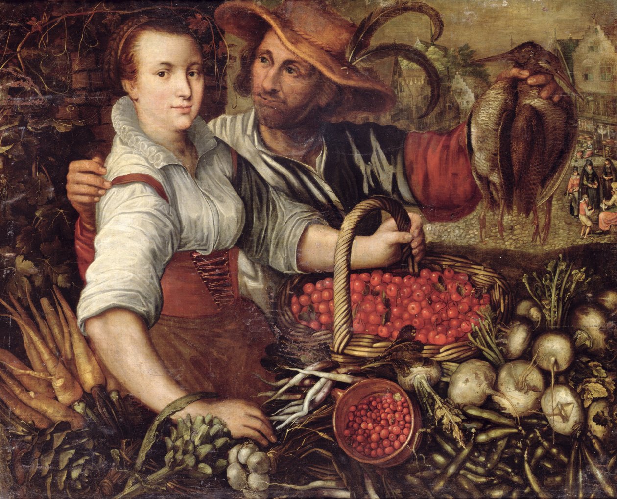 En markedsscene med frugt- og grøntsælgere af Frederick van Valkenborch