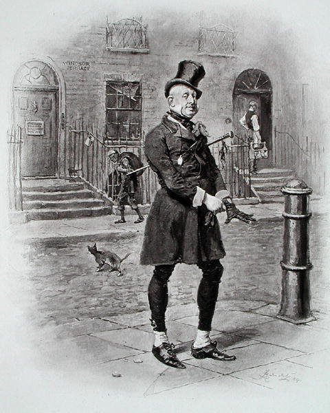 Mr Micawber, fra "David Copperfield" af Charles Dickens skrevet i 1849-50 af Frederick (after) Barnard