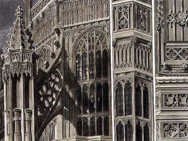 Fragmenter og dele af det ydre af Henry the Seventh Chapel, plade 12 fra 