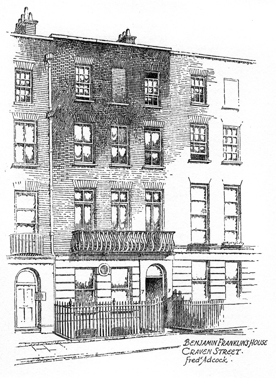 Benjamin Franklins hus, 36 Craven Street, London, 1912 af Frederick Adcock