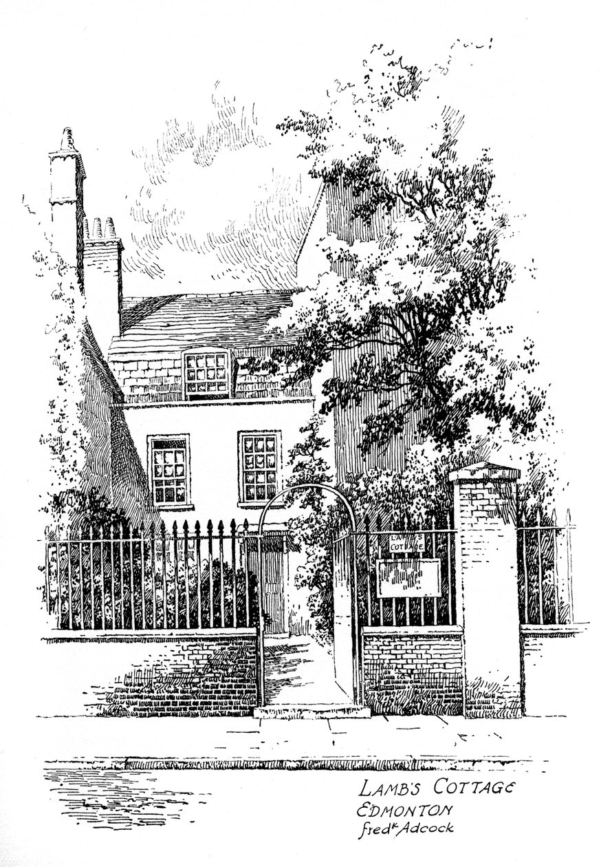 Charles Lambs hytte, Church Street, Edmonton, London, 1912 af Frederick Adcock