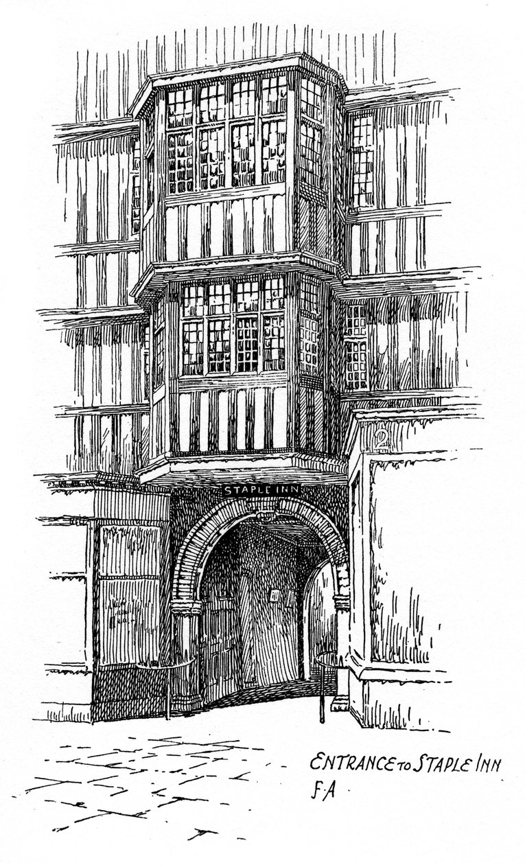 Indgang til Staple Inn, Holborn, London, 1912 af Frederick Adcock