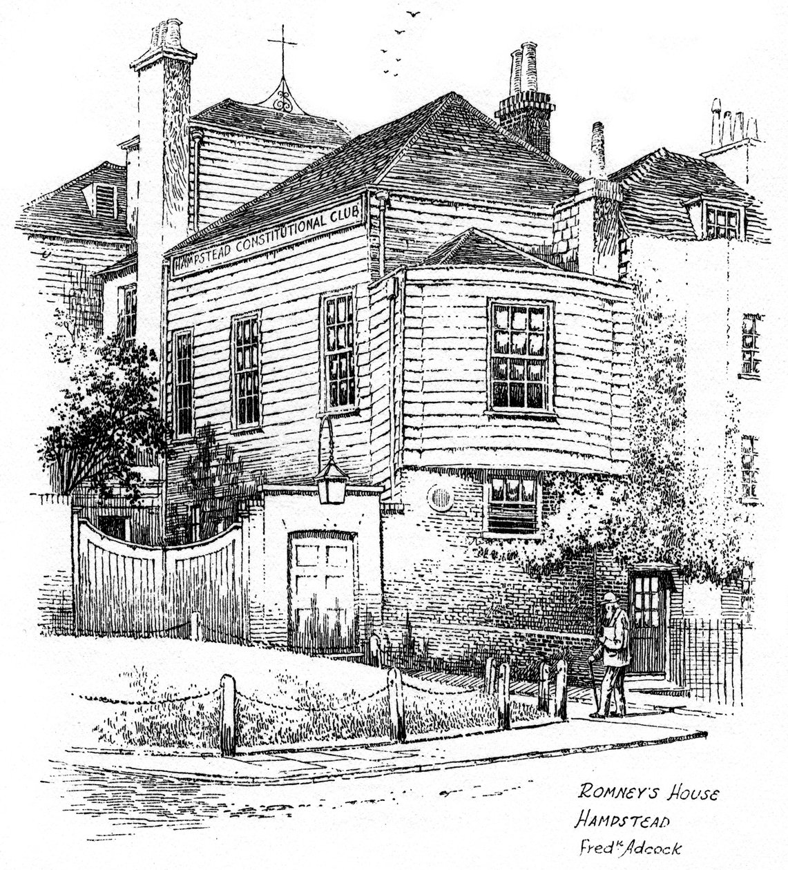 George Romneys hus, Hampstead, London, 1912 af Frederick Adcock