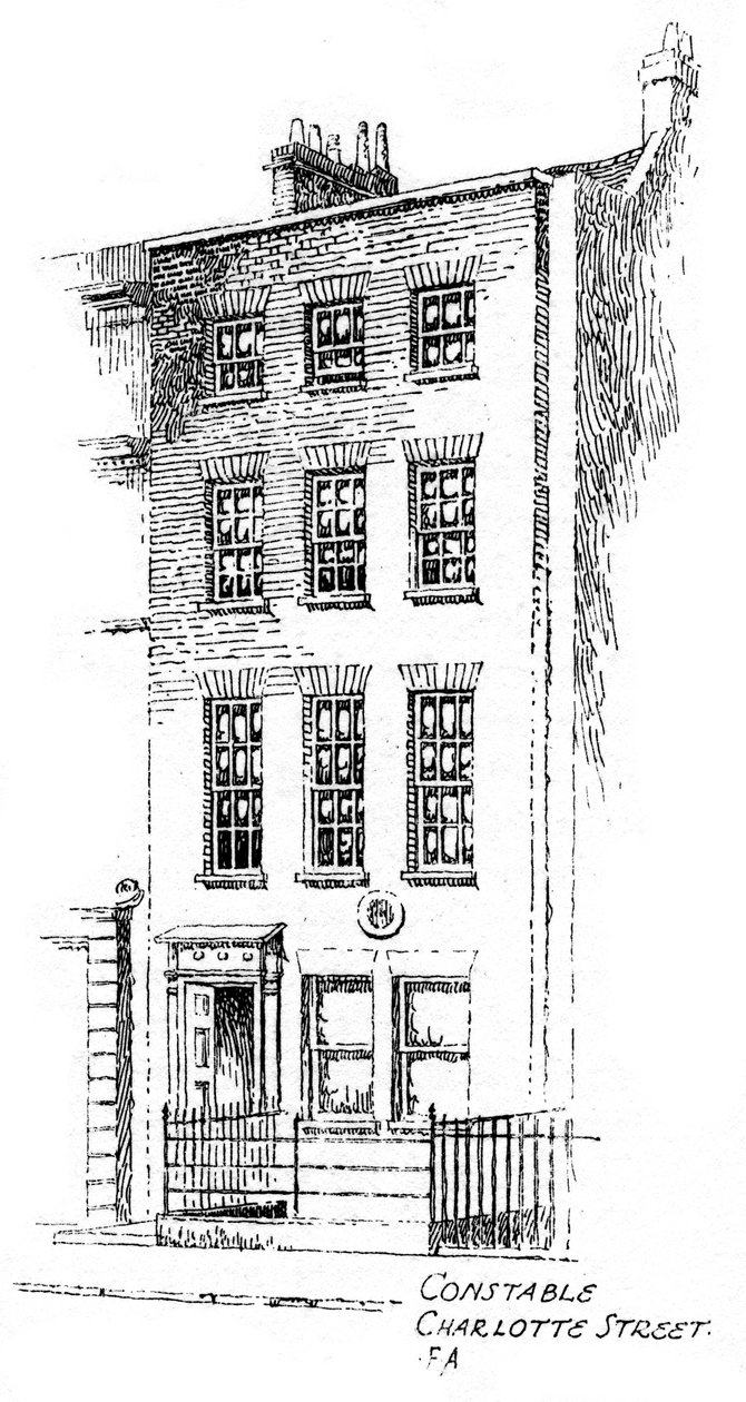 John Constables hus, Charlotte Street, Bloomsbury, London, 1912 af Frederick Adcock