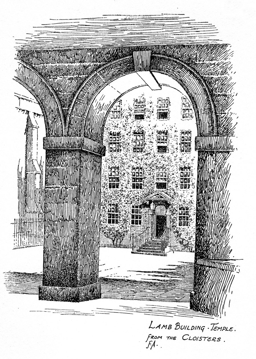 Lamb Building, Temple, fra klostrene, London, 1912 af Frederick Adcock
