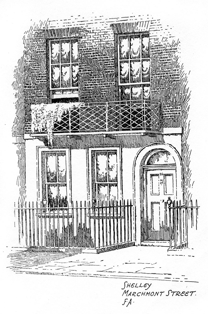 Percy Bysshe Shelleys hus, Marchmont Street, Bloomsbury, London, 1912 af Frederick Adcock