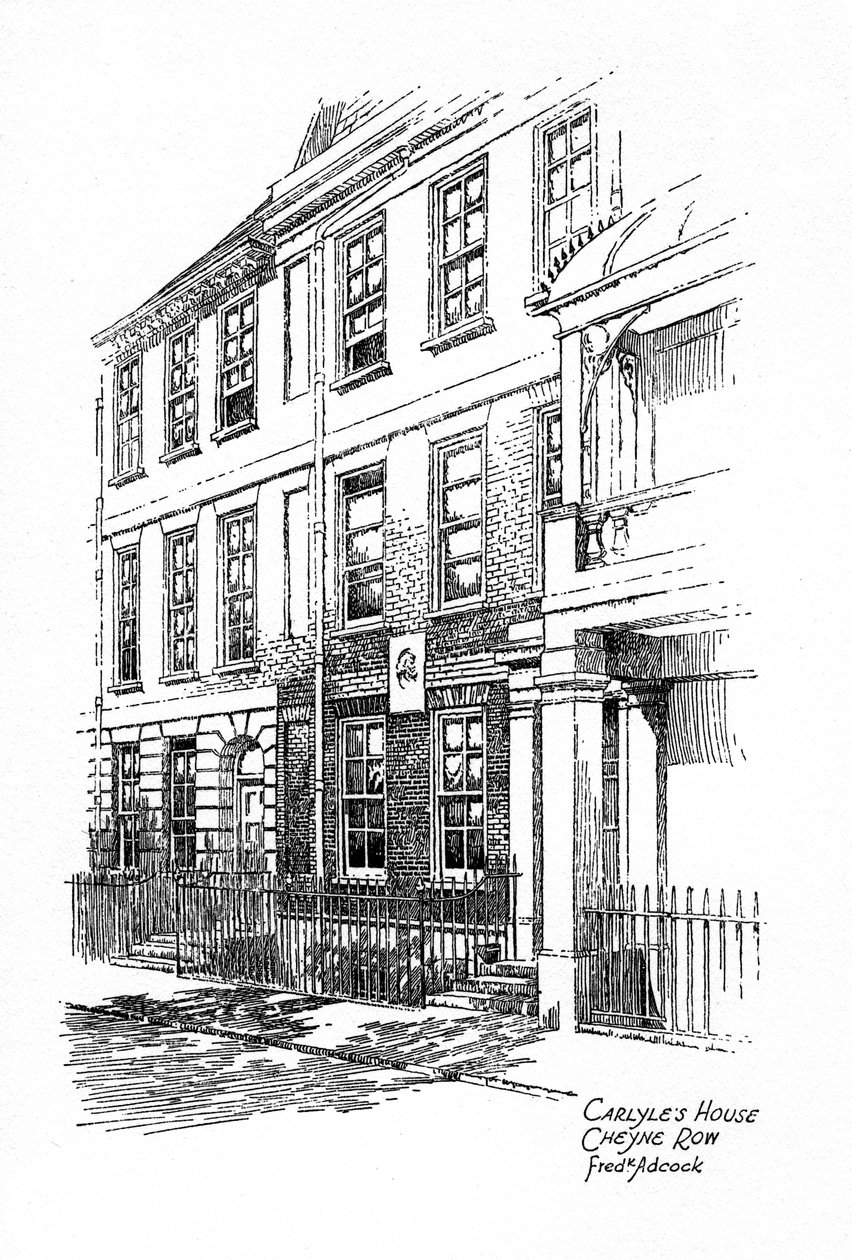 Thomas Carlyles hus, 24 Cheyne Row, Chelsea, London, 1912. af Frederick Adcock
