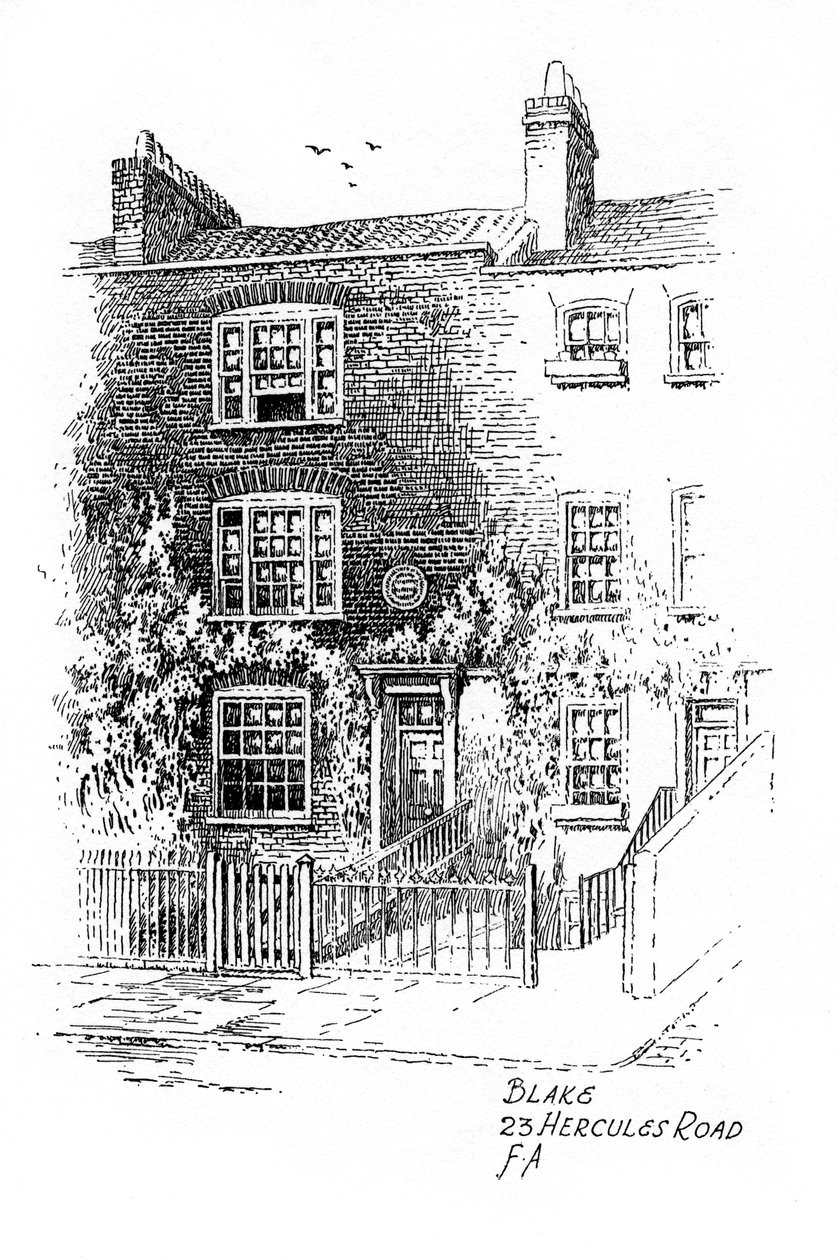 William Blakes hus, 23 Hercules Road, London, 1912. af Frederick Adcock