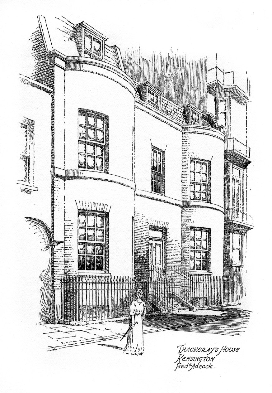William Makepeace Thackerays hus, Kensington, London, 1912 af Frederick Adcock