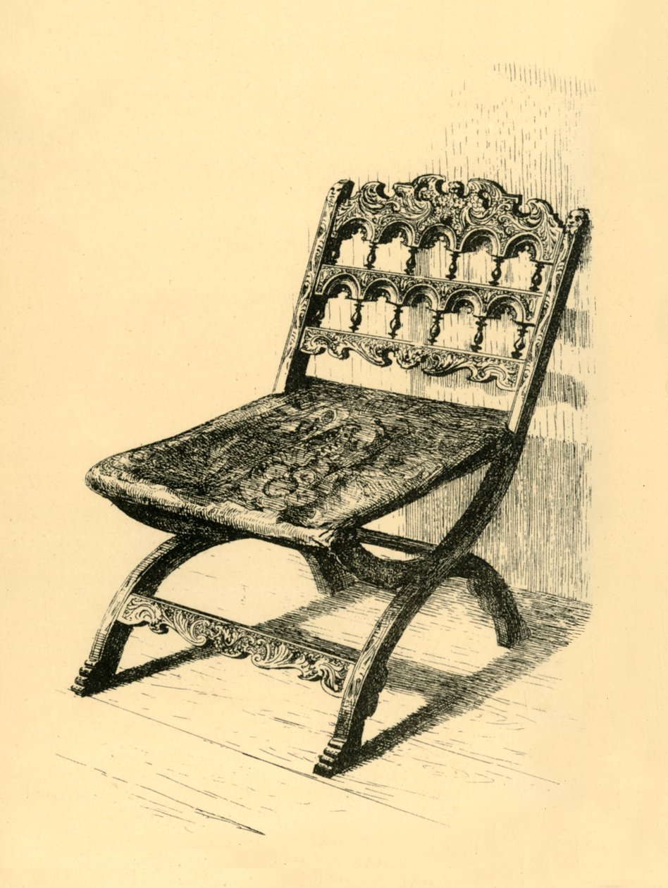 Foldestol, valnøddetræ, 16.-17. århundrede, 1881. af Frederick Albert Slocombe