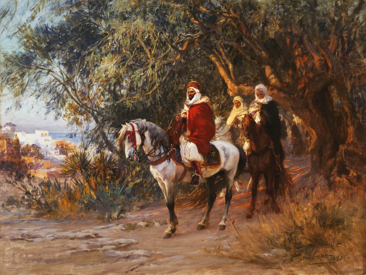 Arabere til hest, 1892 af Frederick Arthur Bridgman