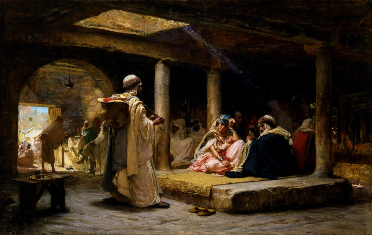 Cafe i Biskra, Algeriet, 1884. af Frederick Arthur Bridgman