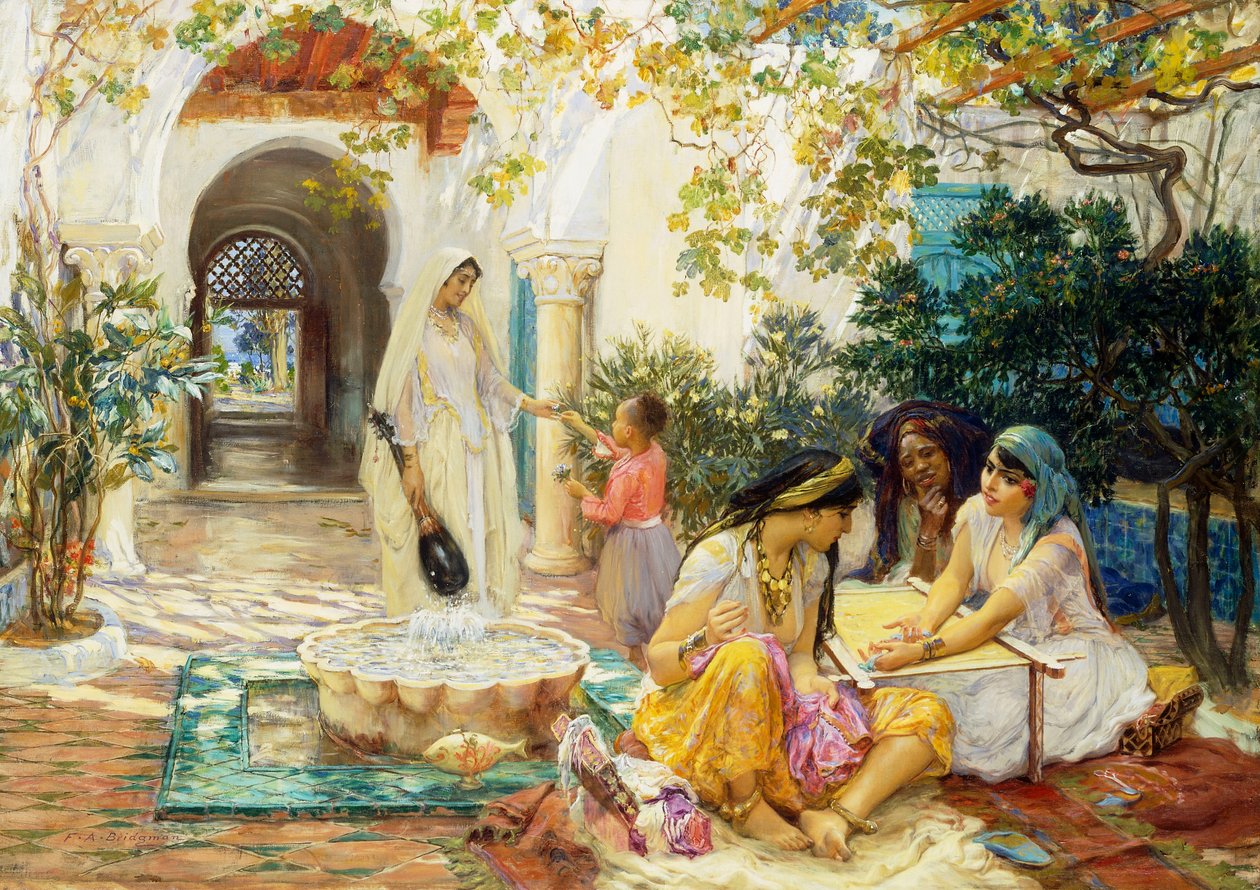 I en landsby ved El Biar, Algier, af Frederick Arthur Bridgman