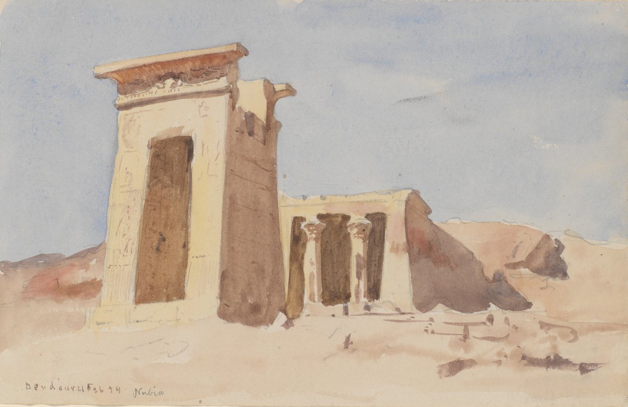 Dendur-templet, der viser pylonen, 1874. af Frederick Arthur Bridgman
