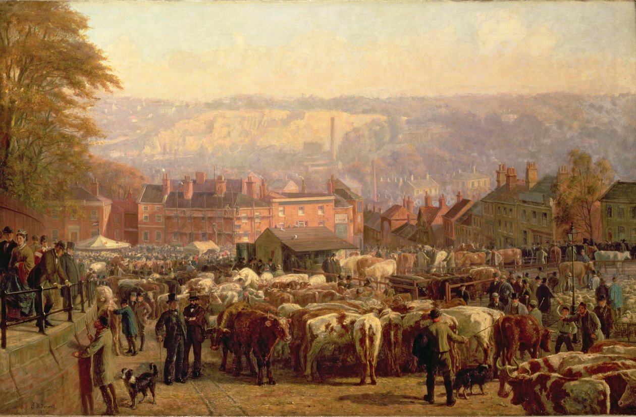 The Hill at Norwich på markedsdagen, 1871 af Frederick Bacon Barwell