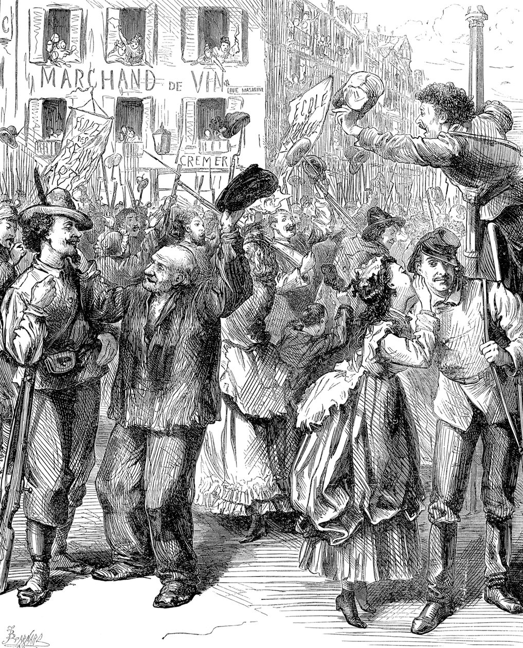 Defense of Paris: Studenter, der skal bemande barrikaderne, Fransk-preussisk krig, 1870 af Frederick Barnard