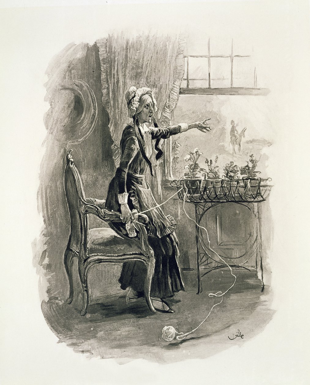 Fru Betsy Trotwood, fra "Charles Dickens: A Gossip about his Life", af Thomas Archer, udgivet ca. 1894 af Frederick Barnard