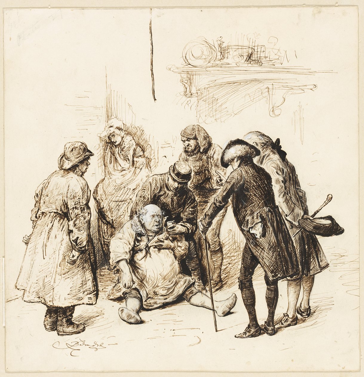 To herrer hjælper en beruset af Frederick Barnard