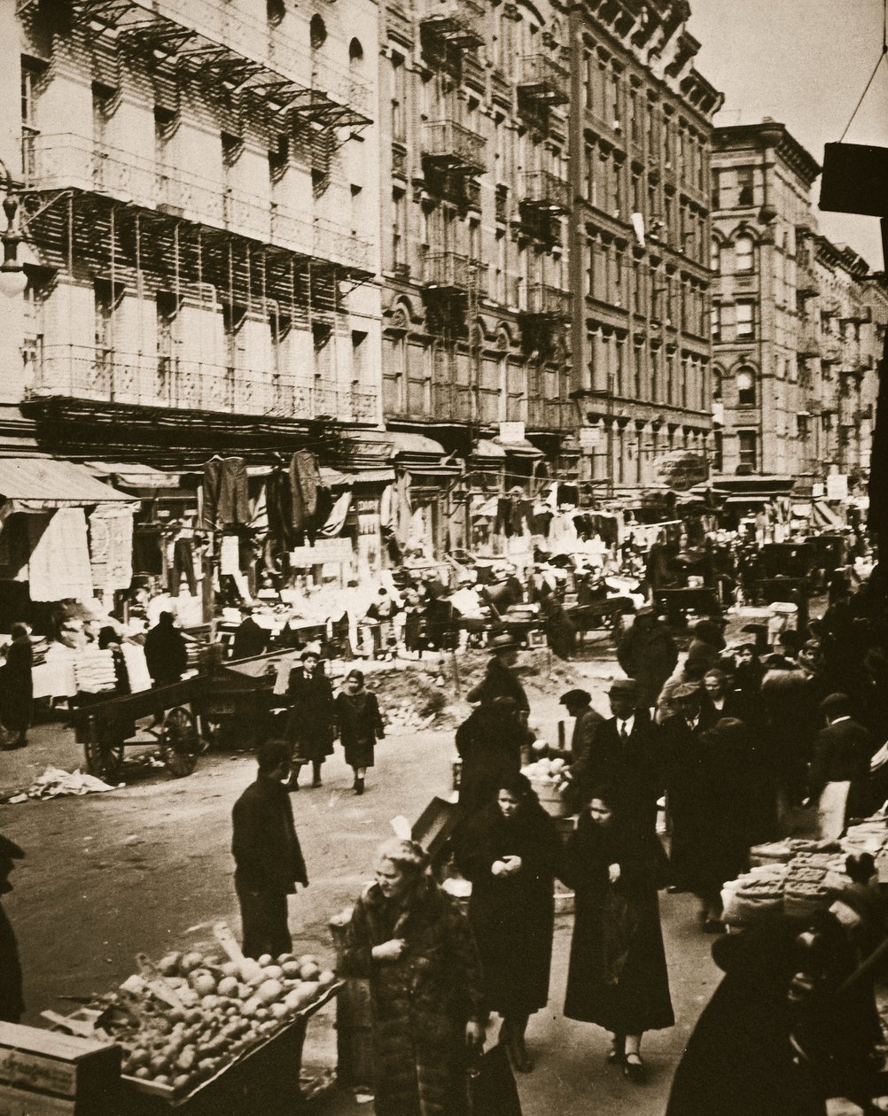 Gademarked på Orchard Street, Lower East Side, New York, USA, begyndelsen af 1930