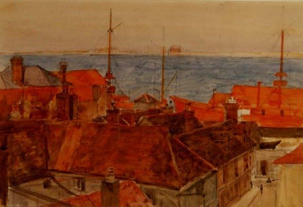 Harwich Harbor (akvarel) af Frederick Brown