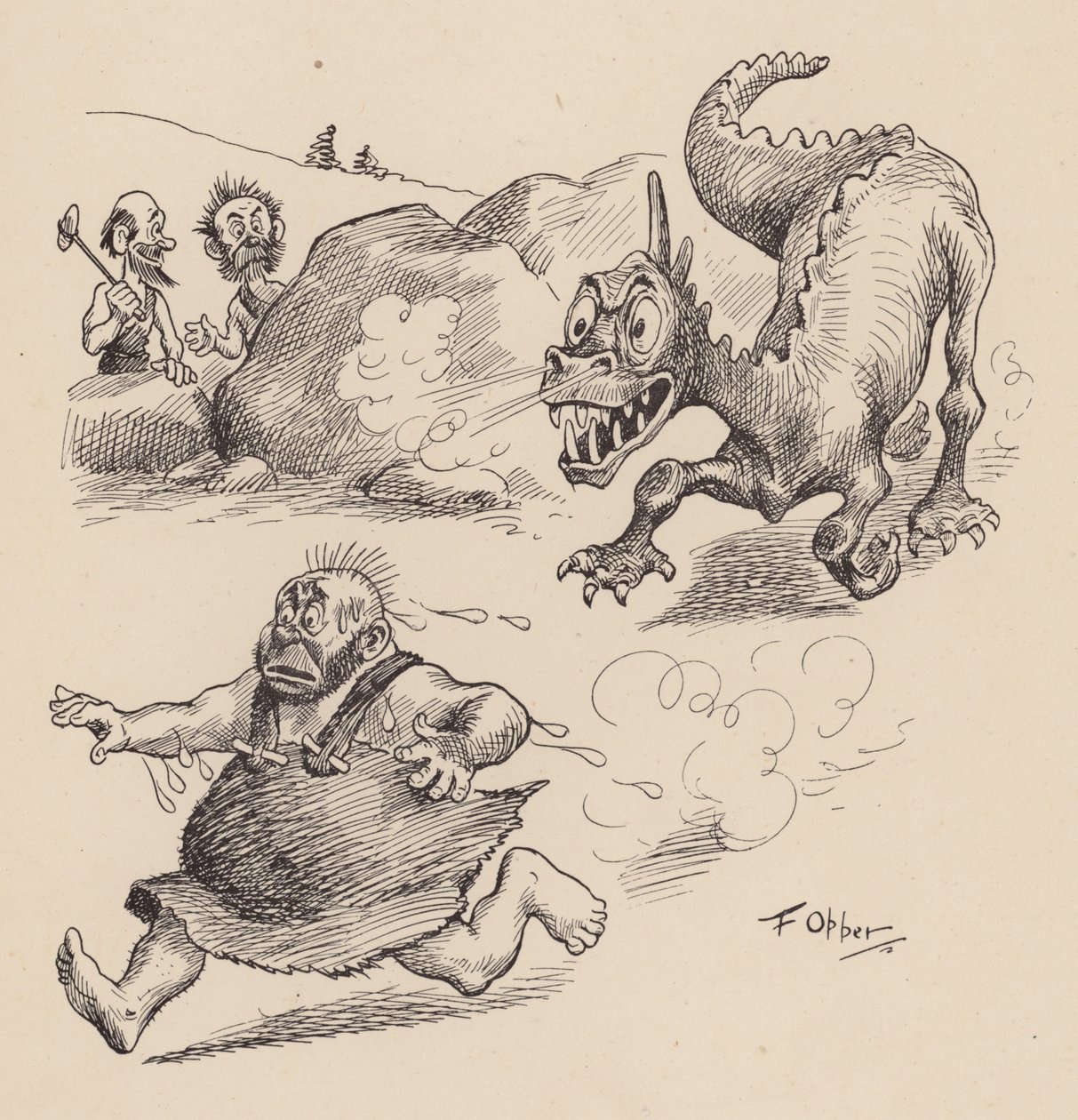 Vores antediluvianske forfædre af F. Opper: Nummer fem (litografi) af Frederick Burr Opper