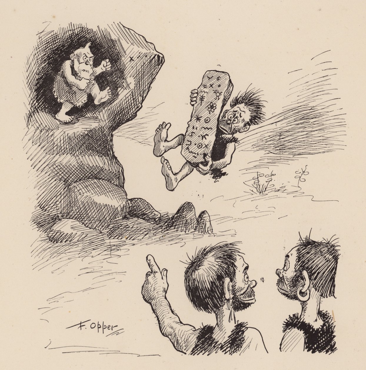 Vores antediluvianske forfædre af F. Opper: Nummer treogfyrre (litografi) af Frederick Burr Opper