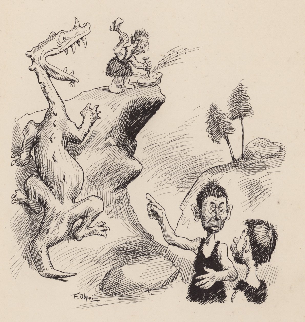 Vores antediluvianske forfædre af F. Opper: Nummer fire (litografi) af Frederick Burr Opper