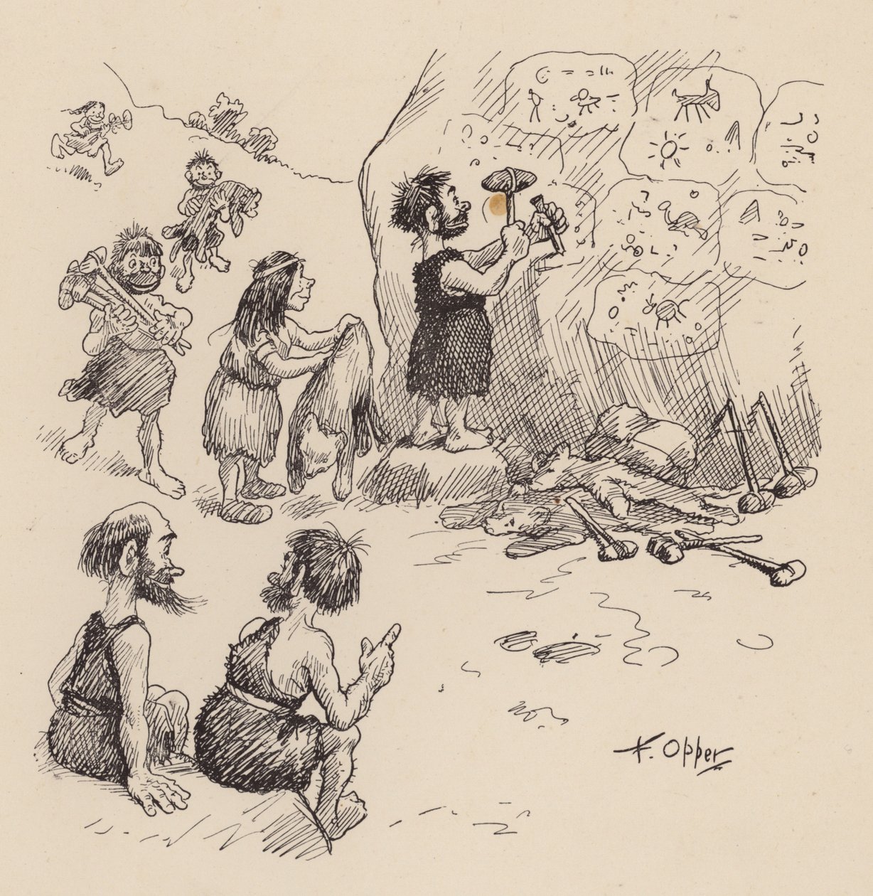 Vores antediluvianske forfædre af F. Opper: Nummer seks (litografi) af Frederick Burr Opper