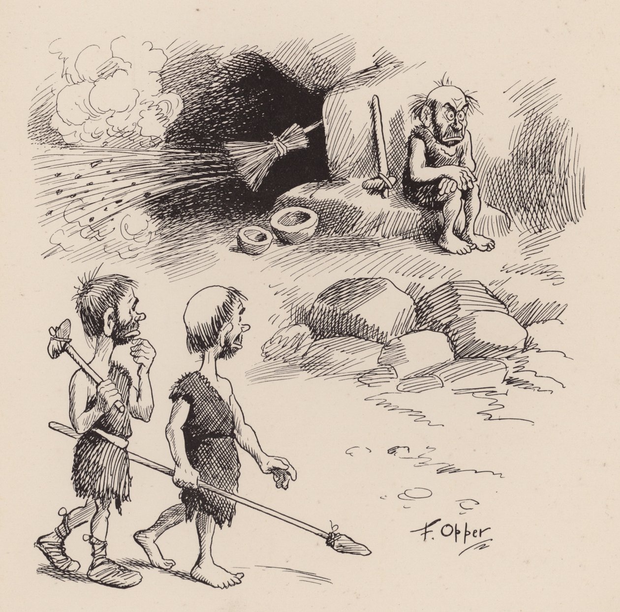Vores antediluvianske forfædre af F. Opper: Nummer tredive (litografi) af Frederick Burr Opper