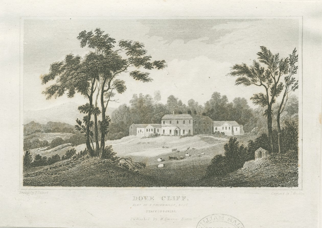 Burton-upon-Trent - Dove Cliff: gravering, nd [c 1830] (tryk) af Frederick Calvert