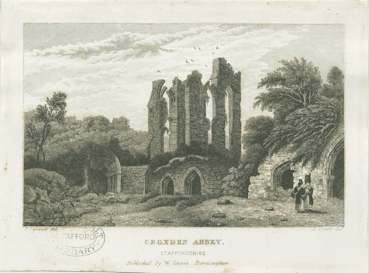 Croxden Abbey: gravering, nd [c 1830] (tryk) af Frederick Calvert