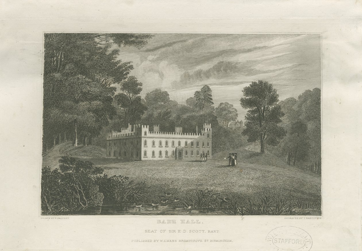 [Great] Barr Hall: gravering, og [midten af det 19. århundrede] af Frederick Calvert