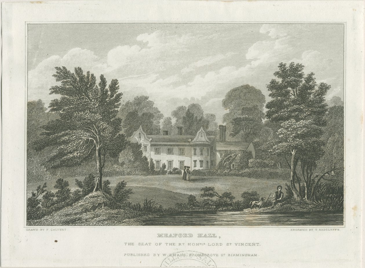 Meaford Hall: gravering og [midten af det 19. århundrede] af Frederick Calvert