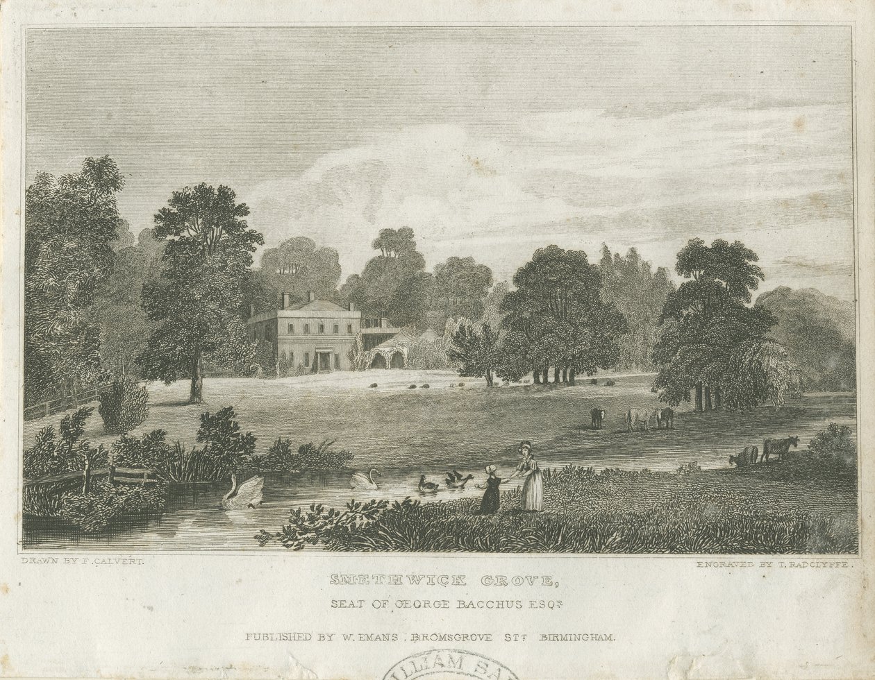 Smethwick Grove: gravering, nd [c 1830] (tryk) af Frederick Calvert